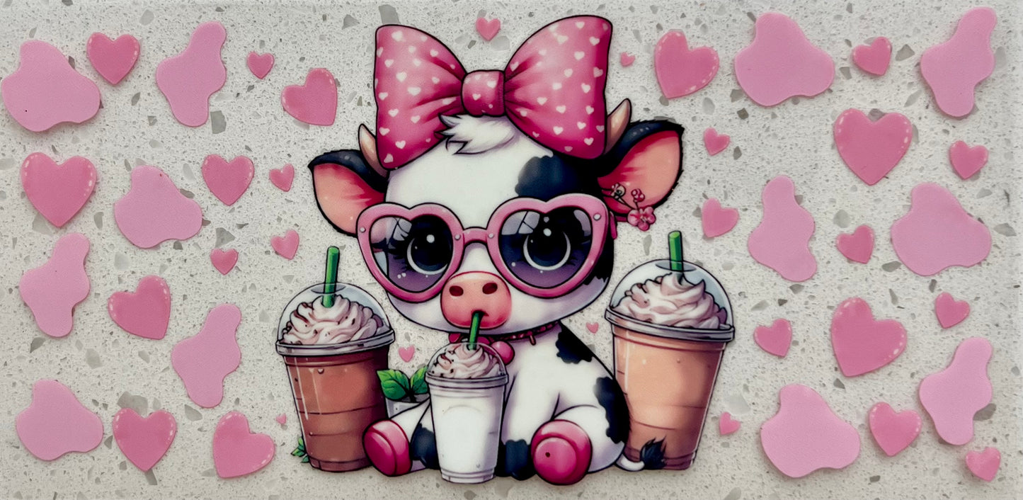 #265- Cool Pink Cow Drink Coffee